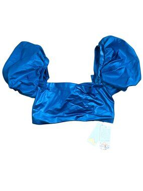 Agua Bendita Calista Nettuno Bikini Puffle Sleeve Top Teal XL New
